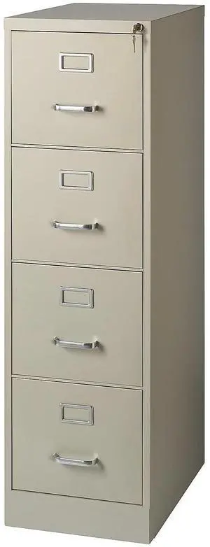 Commercial 4-Drawer Vertical File Cabinet, Letter Size, Lockable, Putty, Steel, 51.97H x 15W x 22D Commercial 4-Drawer Vertical File Cabinet, Letter Size, Lockable, Putty, Steel, 51.97H x 15W x 22D