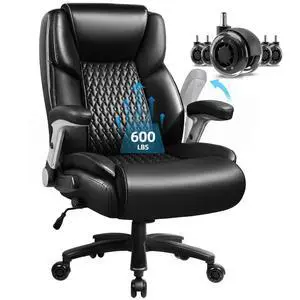 600lbs Flip up Armrest Big and Tall Office Chair | High Back Ergonomic Lumbar Support Executive Chair with Quiet Rubber Wheel 600lbs Flip up Armrest Big and Tall Office Chair | High Back Ergonomic Lumbar Support Executive Chair with Quiet Rubber Wheel