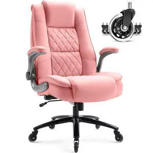 High Back Office Chair, Ergonomic Executive Computer Desk Chair | Flip Arms, Adjustable Built-in Lumbar Support, Thick Padded, Strong Metal Base, Quiet Wheels Work Chairs for Long Hours High Back Office Chair, Ergonomic Executive Computer Desk Chair | Flip Arms, Adjustable Built-in Lumbar Support, Thick Padded, Strong Metal Base, Quiet Wheels Work Chairs for Long Hours