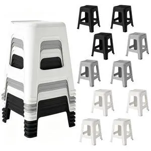 Stackable Classroom Stools, 10 Pack, 18.8" Height, Mixed Color | Nesting Plastic Stacking Stool, Portable Backless Chairs, Flexible Seating, For Classroom, School, Office, Home Stackable Classroom Stools, 10 Pack, 18.8" Height, Mixed Color | Nesting Plastic Stacking Stool, Portable Backless Chairs, Flexible Seating, For Classroom, School, Office, Home