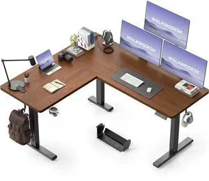 63X55 Inches Reversible L Shaped Standing Desk Height Adjustable with Cup Holder, Electric Corner Computer Desk, Sit Stand up Home Office Desk, Ergonomic Gaming Desk, Black Walnut 63X55 Inches Reversible L Shaped Standing Desk Height Adjustable with Cup Holder, Electric Corner Computer Desk, Sit Stand up Home Office Desk, Ergonomic Gaming Desk, Black Walnut
