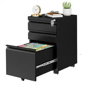 3 Drawer Metal Mobile File Cabinet with Lock and 4 Keys | Pre-Assembled Under DeskOffice Filing Cabinet for Home Office with Anti-tilt Wheels, A4/Legal/Letter Hanging File Drawers 3 Drawer Metal Mobile File Cabinet with Lock and 4 Keys | Pre-Assembled Under DeskOffice Filing Cabinet for Home Office with Anti-tilt Wheels, A4/Legal/Letter Hanging File Drawers
