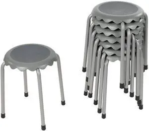 Stackable Stool Set, 17in Height, 8-Piece, Grey | Durable plastic & steel, GREENGUARD Gold Certified, 13 years +, 275 lb capacity, fully assembled, glides, classroom/home use Stackable Stool Set, 17in Height, 8-Piece, Grey | Durable plastic & steel, GREENGUARD Gold Certified, 13 years +, 275 lb capacity, fully assembled, glides, classroom/home use