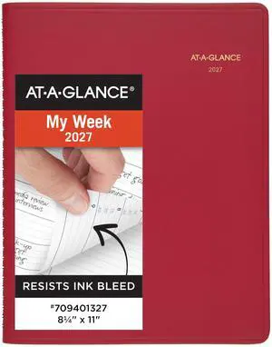 2027 Appointment Book Planner, Weekly, 8.25" x 11", Red (709401327) 2027 Appointment Book Planner, Weekly, 8.25" x 11", Red (709401327)