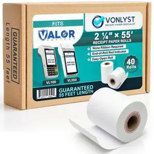 Receipt Paper Roll for Valor Paytech VL 110 and VL 500 Credit Card Machine (40 Rolls) Receipt Paper Roll for Valor Paytech VL 110 and VL 500 Credit Card Machine (40 Rolls)