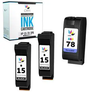 15 78 Combo Pack of 3 Replacement Ink Cartridge for HP OfficeJet 1510A2L, 5110, 5110A2l, 5110v, 5110xi, V30, V40, V40Xi, V45, PSC 700, 720, 750, 750xi, 760, 900 Printer (2 Black, 1 Tricolor) 15 78 Combo Pack of 3 Replacement Ink Cartridge for HP OfficeJet 1510A2L, 5110, 5110A2l, 5110v, 5110xi, V30, V40, V40Xi, V45, PSC 700, 720, 750, 750xi, 760, 900 Printer (2 Black, 1 Tricolor)