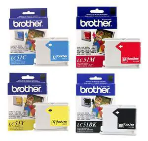 Genuine 4-Color LC51 Cyan Magenta Yellow and Black Ink Cartridge Set, LC51BK, LC51C, LC51M, LC51Y Genuine 4-Color LC51 Cyan Magenta Yellow and Black Ink Cartridge Set, LC51BK, LC51C, LC51M, LC51Y