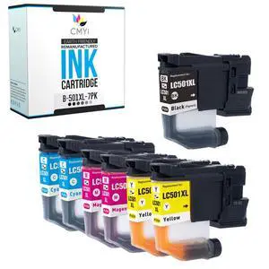 LC501XL Combo Pack Replacement Ink Cartridge for Brother MFC-J1260DW J1360DW J1410DW Printer (1 Black, 2 Cyan, 2 Magenta, 2 Yellow) LC501XL Combo Pack Replacement Ink Cartridge for Brother MFC-J1260DW J1360DW J1410DW Printer (1 Black, 2 Cyan, 2 Magenta, 2 Yellow)