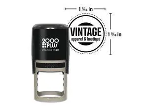 2000 Plus PrintPro R40 Custom Logo Rubber Stamps, Round Self-Inking Stamp, I 1 9/16 Inch Diameter Impression, Personalized Business or Craft Stamp. Available in Black, Red, Blue, Green, Violet 2000 Plus PrintPro R40 Custom Logo Rubber Stamps, Round Self-Inking Stamp, I 1 9/16 Inch Diameter Impression, Personalized Business or Craft Stamp. Available in Black, Red, Blue, Green, Violet