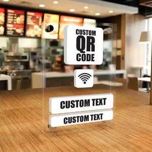 Personalized Acrylic Business QR Code Sign | Double Sided Custom Social Media and Payment Sign with 2 QR Code Display | Countertop Sign with Silver Standoffs | Wide 8x6 Height (BP-Double Side) Personalized Acrylic Business QR Code Sign | Double Sided Custom Social Media and Payment Sign with 2 QR Code Display | Countertop Sign with Silver Standoffs | Wide 8x6 Height (BP-Double Side)