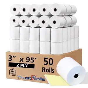 50 Rolls3x95 2 Ply Kitchen Printer Paper for Star SP700, Carbonless Register Rolls White/Yellow Receipt Paper POS Cash Register 50 Rolls3x95 2 Ply Kitchen Printer Paper for Star SP700, Carbonless Register Rolls White/Yellow Receipt Paper POS Cash Register