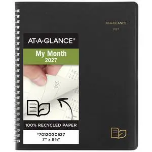 2027 Planner, Monthly, 7" x 8.75", Tabbed, Unruled Daily Blocks, Recycled Black (70120G0527) 2027 Planner, Monthly, 7" x 8.75", Tabbed, Unruled Daily Blocks, Recycled Black (70120G0527)