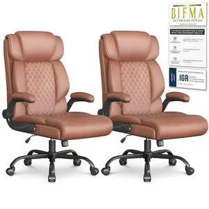 Office Chair-Executive High Back Breathable Big and Tall Office Chair Flip-up Armrests Lumbar Support-Ergonomic Leather Rolling Swivel Chair with Rock Function for Working Studying Gaming,2 Pack Office Chair-Executive High Back Breathable Big and Tall Office Chair Flip-up Armrests Lumbar Support-Ergonomic Leather Rolling Swivel Chair with Rock Function for Working Studying Gaming,2 Pack