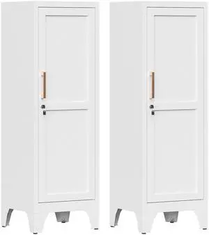 46"H White Metal Locker Set of 2,Small Locking Cabinet with 1 Door and 2 Adjustable Shelves For Employees,3 Tier Small Storage Cabinet with Detachable Legs for Kitchen, Office,School,Gym,Easy Assembly 46"H White Metal Locker Set of 2,Small Locking Cabinet with 1 Door and 2 Adjustable Shelves For Employees,3 Tier Small Storage Cabinet with Detachable Legs for Kitchen, Office,School,Gym,Easy Assembly