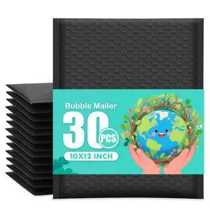 Black Bubble Mailers 10x12 Inch Padded Envelopes 30 Pack | Strong Self-Seal, Waterproof Poly Bag, Cushion Shipping Envelopes, for Mailing Jewelry & Makeup, Small Business Packaing Black Bubble Mailers 10x12 Inch Padded Envelopes 30 Pack | Strong Self-Seal, Waterproof Poly Bag, Cushion Shipping Envelopes, for Mailing Jewelry & Makeup, Small Business Packaing