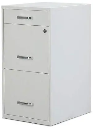 3-Drawer Vertical File Cabinet, Letter Size, Lockable, White | Mobile rolling cabinet, 18.9in D x 14.3in W x 26.9in H, for secure document storage 3-Drawer Vertical File Cabinet, Letter Size, Lockable, White | Mobile rolling cabinet, 18.9in D x 14.3in W x 26.9in H, for secure document storage