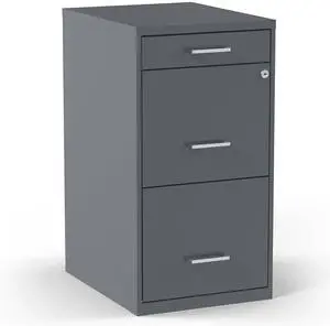 3-Drawer Vertical File Cabinet, Letter Size, Lockable, Charcoal | Mobile rolling cabinet, 18.9in D x 14.3in W x 26.8in H, for secure storage 3-Drawer Vertical File Cabinet, Letter Size, Lockable, Charcoal | Mobile rolling cabinet, 18.9in D x 14.3in W x 26.8in H, for secure storage