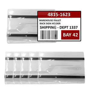 Pallet Rack Sign Holder Kit Clear Vinyl Pouch with Magnet for 4" H x 6" L Cards - 50 Pack Pallet Rack Sign Holder Kit Clear Vinyl Pouch with Magnet for 4" H x 6" L Cards - 50 Pack