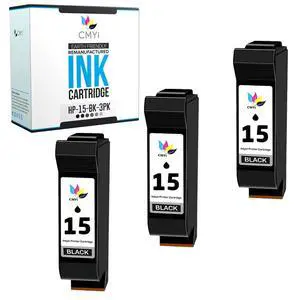 15 Black Replacement Ink Cartridge for HP PSC 500, 500xi, 700, 720, 750, 750xi, 760, 900, 940, 950, 950vr, 950xi, DeskJet 3820, 3820v, 3822, 810, 810C, 812, 812C, 825 Printer (3 Black) 15 Black Replacement Ink Cartridge for HP PSC 500, 500xi, 700, 720, 750, 750xi, 760, 900, 940, 950, 950vr, 950xi, DeskJet 3820, 3820v, 3822, 810, 810C, 812, 812C, 825 Printer (3 Black)