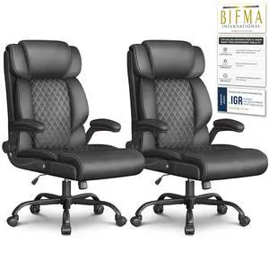 Office Chair-Executive High Back Breathable Big and Tall Office Chair Flip-up Armrests Lumbar Support-Ergonomic Leather Rolling Swivel Chair with Rock Function for Working Studying Gaming,2 Pack Office Chair-Executive High Back Breathable Big and Tall Office Chair Flip-up Armrests Lumbar Support-Ergonomic Leather Rolling Swivel Chair with Rock Function for Working Studying Gaming,2 Pack