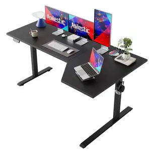 63 x 35 Inch Corner L Shaped Electric Standing Desk, Black | Electric Height Adjustable, L-shape Workspace, Sturdy Steel Frame, Memory Preset, Hooks, 154 lbs, Easy Assembly, Splice Board 63 x 35 Inch Corner L Shaped Electric Standing Desk, Black | Electric Height Adjustable, L-shape Workspace, Sturdy Steel Frame, Memory Preset, Hooks, 154 lbs, Easy Assembly, Splice Board