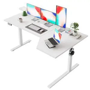 63 x 35 Inch Corner L Shaped Electric Standing Desk, White | Electric Height Adjustable, L-shape Workspace, Sturdy Steel Frame, Memory Preset, Hooks, 154 lbs, Easy Assembly, Splice Board 63 x 35 Inch Corner L Shaped Electric Standing Desk, White | Electric Height Adjustable, L-shape Workspace, Sturdy Steel Frame, Memory Preset, Hooks, 154 lbs, Easy Assembly, Splice Board