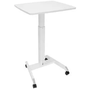 Adjustable Rolling Laptop Desk, Mobile Standing Desk with Wheels, Small Sit-Stand Computer Cart for Home, Office, or Classroom, 29.644.2" Height, 23.6"x20.5" Desktop, White Adjustable Rolling Laptop Desk, Mobile Standing Desk with Wheels, Small Sit-Stand Computer Cart for Home, Office, or Classroom, 29.644.2" Height, 23.6"x20.5" Desktop, White
