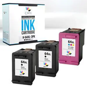 64XL Replacement Combo Pack Ink Cartridges for HP Envy 7155, 7158, 7164, 7800, 7820, 7830, 7855, 7858, 7864, 7200e, 7210s, 7220e, 7252e, 7255e, 7258e, 7925e, 7955e Printers (2 Black, 1 Color) 64XL Replacement Combo Pack Ink Cartridges for HP Envy 7155, 7158, 7164, 7800, 7820, 7830, 7855, 7858, 7864, 7200e, 7210s, 7220e, 7252e, 7255e, 7258e, 7925e, 7955e Printers (2 Black, 1 Color)
