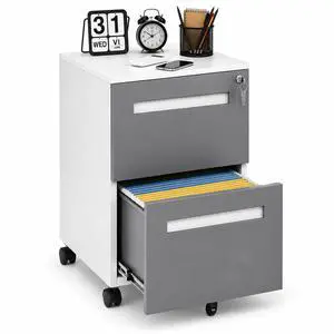 2 Drawer Metal File Cabinet with Lock, Mobile Filing Cabinet, Grey | 18"D x 15"W x 27"H, Fully Assembled Rolling File Cabinet, Fits Letter/Legal/A4, Under Desk Printer Stand Home Office 2 Drawer Metal File Cabinet with Lock, Mobile Filing Cabinet, Grey | 18"D x 15"W x 27"H, Fully Assembled Rolling File Cabinet, Fits Letter/Legal/A4, Under Desk Printer Stand Home Office