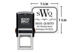 2000 Plus PrintPro Q30 Square Monogram Self-Inking Stamp Custom Logo Rubber Stamps, Round Self-Inking Stamp, I 1 1/8 x 1 1/8 Inch Square Impression, Personalized Business or Craft Stamp 2000 Plus PrintPro Q30 Square Monogram Self-Inking Stamp Custom Logo Rubber Stamps, Round Self-Inking Stamp, I 1 1/8 x 1 1/8 Inch Square Impression, Personalized Business or Craft Stamp