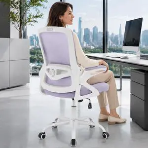Executive Office Chair with Adjustable Lumbar Support Flip-Up Arms,Lavender | Desk Chair Breathable Mesh Comfy Computer Chairs with Flip-up Armrests Executive Task Chair for Adults Home Office,400lbs Executive Office Chair with Adjustable Lumbar Support Flip-Up Arms,Lavender | Desk Chair Breathable Mesh Comfy Computer Chairs with Flip-up Armrests Executive Task Chair for Adults Home Office,400lbs