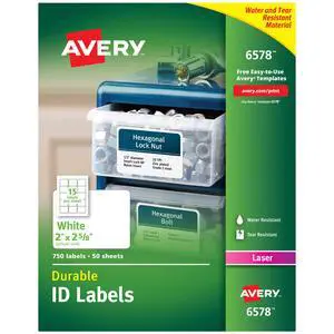 ® Durable White Cover Up ID Labels for Laser Printers, 2" x 2.625", Pack of 750 (6578) ® Durable White Cover Up ID Labels for Laser Printers, 2" x 2.625", Pack of 750 (6578)