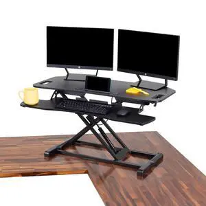 Flexpro Hero Corner Standing Height Adjustable 37 inch Desk Converter, for Cubicles & L-Shaped Desks, 2 Level Sit to Stand Workspace with Keyboard Shelf & Monitor Riser, (Black, 37 x 18 x 4.5 to 20) Flexpro Hero Corner Standing Height Adjustable 37 inch Desk Converter, for Cubicles & L-Shaped Desks, 2 Level Sit to Stand Workspace with Keyboard Shelf & Monitor Riser, (Black, 37 x 18 x 4.5 to 20)