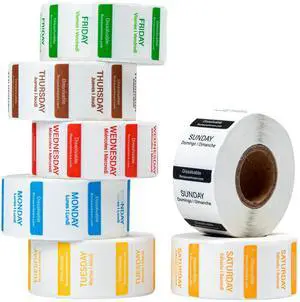 RW Smart 1 Inch x 1 Inch Food Rotation Labels 3500 Dissolvable Food Safety Labels - Premium Trilingual Paper Day Of The Week Labels For Food Storage Or Prep Weekly RW Smart 1 Inch x 1 Inch Food Rotation Labels 3500 Dissolvable Food Safety Labels - Premium Trilingual Paper Day Of The Week Labels For Food Storage Or Prep Weekly
