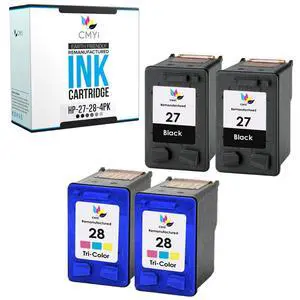 27 28 Combo Pack of 4 Replacement Ink Cartridge for HP DeskJet 3320, 3322, 3325, 3420, 3425, 3450, 3520, 3520v, 3535, 3550, 3620 Printer (2 Black, 2 Tricolor) 27 28 Combo Pack of 4 Replacement Ink Cartridge for HP DeskJet 3320, 3322, 3325, 3420, 3425, 3450, 3520, 3520v, 3535, 3550, 3620 Printer (2 Black, 2 Tricolor)
