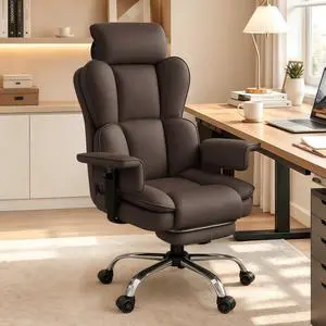 Big and Tall Office Chair, Heavy Duty Executive Office Desk Chair Adjustable Armrests and Footrest, PU Leather Computer Chair for Work Office Home Big and Tall Office Chair, Heavy Duty Executive Office Desk Chair Adjustable Armrests and Footrest, PU Leather Computer Chair for Work Office Home