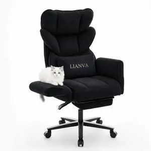 Big and Tall Office Chair, Reclining Executive Desk Chair, Cross Legged Ergonomic High Back Computer Gaming Chair with Flip Armrests Lumbar Support Footrest, Black Vanity Chair Big and Tall Office Chair, Reclining Executive Desk Chair, Cross Legged Ergonomic High Back Computer Gaming Chair with Flip Armrests Lumbar Support Footrest, Black Vanity Chair