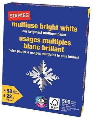Multipurpose Paper, 8 1/2" x 11", Bright White, Ream, For Office, School & Home | Reliable multipurpose paper for everyday printing at office, school & home Multipurpose Paper, 8 1/2" x 11", Bright White, Ream, For Office, School & Home | Reliable multipurpose paper for everyday printing at office, school & home