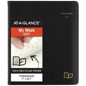 2027 Appointment Book Planner, Weekly & Monthly, 7" x 8.75", Quarter-Hourly, Recycled, Black (70951G0527) 2027 Appointment Book Planner, Weekly & Monthly, 7" x 8.75", Quarter-Hourly, Recycled, Black (70951G0527)