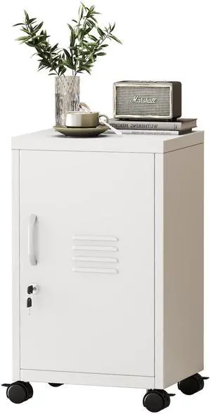 24.4" H White Lockable Rolling Metal Storage Locker | Single Door, Adjustable Shelf, Steel Locker Organizer for Home, Office, School & Gym 24.4" H White Lockable Rolling Metal Storage Locker | Single Door, Adjustable Shelf, Steel Locker Organizer for Home, Office, School & Gym