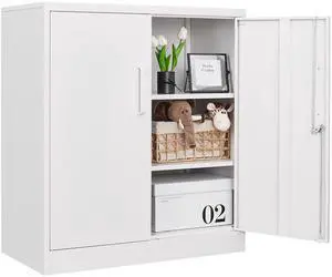 Metal Storage Cabinets with Lock, Small Locker Organizer Steel Cabinets, Adjustable Layers Shelves 2 Doors for Home, Office, Warehouse,Garage,Industrial,Employee Lockers (White-36) Metal Storage Cabinets with Lock, Small Locker Organizer Steel Cabinets, Adjustable Layers Shelves 2 Doors for Home, Office, Warehouse,Garage,Industrial,Employee Lockers (White-36)