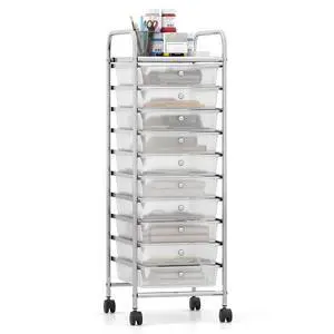 Rolling Storage Cart with 10 Drawers, Utility Cart with Tabletop, Drawer Organizer with Wheels for Craft Art Paper Tool, Mobile Organization & Sorting for Office Home School School Supplies Rolling Storage Cart with 10 Drawers, Utility Cart with Tabletop, Drawer Organizer with Wheels for Craft Art Paper Tool, Mobile Organization & Sorting for Office Home School School Supplies