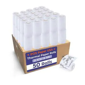 2 1/4" x 50' Thermal Paper (50 Rolls/Case) - BPA Free 2 1/4" x 50' Thermal Paper (50 Rolls/Case) - BPA Free