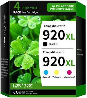 920XL Ink Cartridge 4-Pack Replacement for HP 920 Combo Pack Compatible with HP Officejet 6500 6500A 6000 7000 7500 7500A E709 Printer Ink(4PK Black Cyan Magenta Yellow) 920XL Ink Cartridge 4-Pack Replacement for HP 920 Combo Pack Compatible with HP Officejet 6500 6500A 6000 7000 7500 7500A E709 Printer Ink(4PK Black Cyan Magenta Yellow)