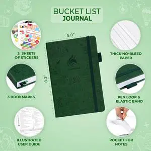 Bucket List Journal, Travel Planner 5.8x8.3, Forest Green Bucket List Journal, Travel Planner 5.8x8.3, Forest Green