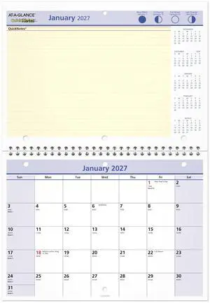 2027 Wall Calendar, 8" x 11" Planner, Fits 3-ring Binder, Unruled Blocks, QuickNotes, Monthly (PM502827) 2027 Wall Calendar, 8" x 11" Planner, Fits 3-ring Binder, Unruled Blocks, QuickNotes, Monthly (PM502827)