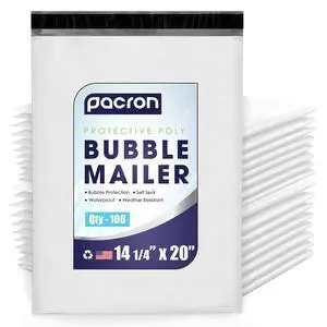 Waterproof Self-Seal Padded Poly Bubble Mailers 14.25x20, 100-Pack | Ideal for clothing, bulky goods & multiple items. Lightweight, tear-resistant, cushioned interior protects contents Waterproof Self-Seal Padded Poly Bubble Mailers 14.25x20, 100-Pack | Ideal for clothing, bulky goods & multiple items. Lightweight, tear-resistant, cushioned interior protects contents