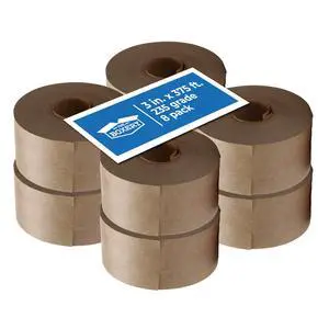 Water Activated Kraft Fiberglass Reinforced Packing Tape, 3x375 - 235 Grade- (8 Rolls Included) Gummed Paper for Heavy Duty Packaging and Shipping, Writable, Eco-Friendly Water Activated Kraft Fiberglass Reinforced Packing Tape, 3x375 - 235 Grade- (8 Rolls Included) Gummed Paper for Heavy Duty Packaging and Shipping, Writable, Eco-Friendly