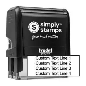 Custom Line Stamps | Custom Text Office Stamp | Short or Long | 20 Font Choices | Multiple Color Options | Up to 8 Lines of Text | Perfect for Personal or Professional Use (4-Line, Short) Custom Line Stamps | Custom Text Office Stamp | Short or Long | 20 Font Choices | Multiple Color Options | Up to 8 Lines of Text | Perfect for Personal or Professional Use (4-Line, Short)