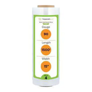 PSBM Blown Hand Stretch Wrap/Shrink Film 15" x 1500 feet 90 Gauge 4 Rolls | Clear Blown Stretch Wrap Heavy Duty Plastic Industrial Strength Film for Packaging, Moving, Packing, Shipping & Storage PSBM Blown Hand Stretch Wrap/Shrink Film 15" x 1500 feet 90 Gauge 4 Rolls | Clear Blown Stretch Wrap Heavy Duty Plastic Industrial Strength Film for Packaging, Moving, Packing, Shipping & Storage
